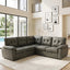 LLappuil 85" x 85" Sectional Sofa, L Shaped Sectional Couch with Pull Out Sofa Bed, Convertible Sofa Bed with Hidden Storage, Foli Fabric 5 Seat Sofa Couch for Living Room