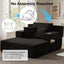 LLappuil Chaise Lounge Chair Indoor, Corduroy Boneless Sofa Bed with Cup Holder, Deep Seat Sleeper Couch Reading Chairs, Cloud Sofas Couches for Living Room, No Assembly Required Black