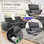 LLappuil Home Theater Seating, Sectional Sofa, Faux Leather 5 Seat Recliner Sofa Chair with Motorized Lift Wine Cabinet, Blue Tooth HiFi Subwoofer Speakers, Colorful Ambient LED, Touch Lamp Dark Gray