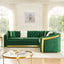 LLappuil Sectional Sofa, 106" Chesterfield Sofa with Curved Arm Button Tufted, Velvet Cloud Sofa Couch for Living Room Green