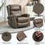 LLappuil Recliner Chair, 360° Swivel Massage Recliner Chair with Heat, Genuine Leather Nursery Glider Rocker Manual Recliner Chair with Side Pockets for Living Room, Bedroom Gray