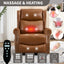 LLappuil Recliner Chair, 360° Swivel Massage Recliner Chair with Heat, Genuine Leather Nursery Glider Rocker Manual Recliner Chair with Side Pockets for Living Room, Bedroom Light Brown