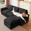 LLappuil Sectional Sofa, Cloud Sectional Couch with Movable Ottoman, 4 Seat Chenille Sofa Couch for Living Room Black