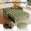 LLappuil Pull Out Sofa Bed Full Size, 65" Loveseat Sofa Convertible Sofa Bed, Chenille Sofa Couch with Small Toptable, Charging Port, Hidden Storage Armrest for Living Room Green