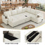 LLappuil 110" Sectional Sofa, Sectional Couch with Pull Out Sofa Bed Queen Size, 6 Seat Chenille Sofa with Hidden Storage Armrest, Cup Holders, Charging Ports for Living Room Beige