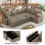 LLappuil 110" Sectional Sofa, Sectional Couch with Pull Out Sofa Bed Queen Size, 6 Seat Chenille Sofa with Hidden Storage Armrest, Cup Holders, Charging Ports for Living Room Brown
