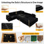 LLappuil Sectional Sofa, 110" Sectioanl Couch with Movable Ottoman Convertible Sofa Bed, 7 Seat Corduroy Sofa Couch with Hidden Armrest Storage & USB Charging Ports for Living Room Black