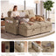 LLappuil 66" Sofa Bed Full Size, Loveseat Sofa Convertible Sofa Bed, Chenille Sofa Couch with USB Charging Port, Foldable Side Tray, Cup Holder, Hidden Storage Armrest