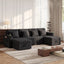 LLappuil 107" Sectional Sofa, U Shaped Sectional Couch with Storage Chaise, Pull Out Sofa Bed Convertible Sofa Bed, Corduroy Sofa Couch with USB Charging Port, Cup Holder for Living Room Black