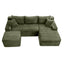 LLappuil Sectional Sofa, 106" U Shaped Modular Sectional Couch with Left Chaise, Cloud Courduroy Sofa Couch with Movable Ottoman for Living Room Green