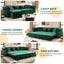 LLappuil Pull Out Sofa Bed King Size, 89" Chesterfield Sofa Convertible Sleeper Sofa Bed, Velvet 3-Seater Sofa with Movable Ottoman for Living Room Green