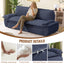 LLappuil 73" Pull Out Sofa Bed Queen Size, Corduroy Loveseat Sofa Couch Convertible Sofa Bed for Living Room Blue