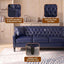 LLappuil Sectional Sofa, 103" x 103" Chesterfield Sofa with Nailhead, 7 Seat Faux Leather Tufted Couch for Living Room Blue