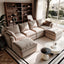 LLappuil 122" Sectional Sofa, U Shaped Sectional Couch with Double Ottoman, Linen Boneless Cloud Couch for Living Room