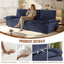 LLappuil 95" Pull Out Sofa Bed Queen Size, Oversized Corduroy Loveseat Sofa Couch Convertible Sofa Bed for Living Room Blue