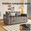 LLappuil Pull Out Sofa Bed Full Size, 65" Loveseat Sofa Convertible Sofa Bed, Velvet Sofa Couch with Small Toptable, Charging Port, Hidden Storage Armrest for Living Room Dark Gray