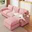 LLappuil Sectional Sofa, Cloud Sectional Couch with Movable Ottoman, 4 Seat Chenille Sofa Couch for Living Room Pink
