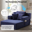 LLappuil Chaise Lounge Chair Indoor, Corduroy Boneless Sofa Bed with Cup Holder, Deep Seat Sleeper Couch Reading Chairs, Cloud Sofas Couches for Living Room, No Assembly Required Blue