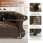 LLappuil 84" Pull Out Sofa Bed Queen Size, Oversized Chesterfield Velvet Sofa with Flower Tufting, Loveseat Sofa Couch Convertible Sofa Bed for Living Room Brown