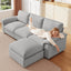 LLappuil Sectional Sofa, Cloud Sectional Couch with Movable Ottoman, 4 Seat Chenille Sofa Couch for Living Room Gray