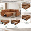 LLappuil 76" x 76" Sectional Sofa, Sectional Couch with Pull Out Sofa Bed Twin Size, 4 Seat Sofa Couch with Cup Holders & Side Pocket Convertible Sofa Bed for Living Room, Foil Fabric Brown