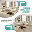 LLappuil 115" Sectional Sofa, Oversized Sectional Couch with Pull Out Sofa Bed King Size, Velvet Button Tufted Chesterfield Sofa Couch with Trim Rolled Arms for Living Room Beige