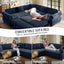 LLappuil Sectional Sofa, Pull Out Sofa Bed King Size, 5 Seat Chenille Sofa Couch Convertible Sleeper Sofa Bed for Living Room Blue
