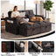 LLappuil 66" Sofa Bed Full Size, Loveseat Sofa Convertible Sofa Bed, Chenille Sofa Couch with USB Charging Port, Foldable Side Tray, Cup Holder, Hidden Storage Armrest