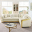 LLappuil Sectional Sofa, 106" Chesterfield Sofa with Curved Arm Button Tufted, Velvet Cloud Sofa Couch for Living Room Beige