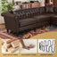LLappuil Sectional Sofa, 100" x 100" Chesterfield Sofa with Rolled Arms and Nailhead, 5 Seat Faux Leather Tufted Couch for Living Room Brown
