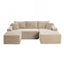 LLappuil Sectional Sofa, 94.5" U Shaped Modular Sectional Couch with Left Chaise, Cloud Courduroy Sofa Couch with Movable Ottoman for Living Room Camel