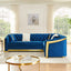 LLappuil Sectional Sofa, 106" Chesterfield Sofa with Curved Arm Button Tufted, Velvet Cloud Sofa Couch for Living Room Blue