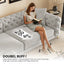 LLappuil Pull Out Sofa Bed King Size, 98" Tufted 3 Seat Sofa Convertible Sleeper Sofa Bed, Oversized 28" Deep Seat Velvet Sofa Couch for Living Room Light Gray
