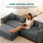LLappuil Modular Sectional Sofa, Oversized Floor Sofa Convertible Sleeper Sofa Bed King Size, Velvet 3 Seater Sofa with Movable Ottoman for Living Room