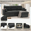 LLappuil Sectional Sofa, 83" Sectional Couch with Storage Chaise, Pull Out Sofa Bed Convertible Sofa Bed with Cup Holder for Living Room, Polyester Dark Gray