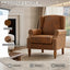 LLappuil Accent Chair, Mid-century Wingback Single Sofa Chair with Nailhead Trim Armrest, Flower Printed Polyester Fabric Reading Chair for Living Room