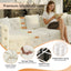 LLappuil 89" Velvet Chesterfield Sofa, Oversized Pull Out Sofa Bed King Size, Loveseat Sofa Couch Convertible Sofa Bed for Living Room White