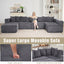 LLappuil 146" Sectional Sofa, U Shaped Sectional Couch with Chaise, 5 Seat Corduroy Sofa Convertible Sleeper Sofa Bed for Living Room Dark Gray