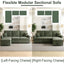 LLappuil 84" Sectional Sofa, Sectional Couch with Pull Out Sofa Bed Convertible Sofa Bed, Corduroy Sofa Couch with Storage Chaise, Small Desktop, Cup Holders, Charging Port for Living Room Green