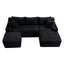 LLappuil Sectional Sofa, 106" U Shaped Modular Sectional Couch with Left Chaise, Cloud Courduroy Sofa Couch with Movable Ottoman for Living Room Black