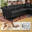 LLappuil Sectional Sofa, 100" x 100" Chesterfield Sofa with Rolled Arms and Nailhead, 5 Seat Faux Leather Tufted Couch for Living Room Black