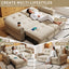 LLappuil 77" Pull Out Sofa Bed Queen Size, Loveseat Sofa Convertible Sofa Bed with USB Port Cupholders, Chenille Sofa Couch for Living Room Beige