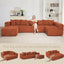 LLappuil 146" Sectional Sofa, U Shaped Sectional Couch with Chaise, 5 Seat Corduroy Sofa Convertible Sleeper Sofa Bed for Living Room Orange