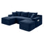 LLappuil Sectional Sofa, 106" U Shaped Modular Sectional Couch with Left Chaise, Cloud Courduroy Sofa Couch with Movable Ottoman for Living Room Blue