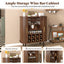 LLappuil 28" Wine Bar Cabinet, Coffee Bar Cabinet with 8-Grid Wine Rack, 5-Level Adjustable Shelves, 2 Glass Holders, 4 Hidden Storage Space