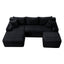 LLappuil Sectional Sofa, 106" U Shaped Modular Sectional Couch with Left Chaise, Cloud Courduroy Sofa Couch with Movable Ottoman for Living Room Black