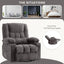 LLappuil Recliner Chair, 360° Swivel Massage Recliner Chair with Heat, Nursery Glider Rocker Manual Recliner Chair with Side Pocket, 2 Cup Holders, USB Charge Port for Living Room, Bedroom Gray