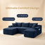 LLappuil Sectional Sofa, 94.5" U Shaped Modular Sectional Couch with Right Chaise, Cloud Courduroy Sofa Couch with Movable Ottoman for Living Room Blue