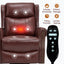 LLappuil Recliner Chair, 360° Swivel Massage Recliner Chair with Heat, Genuine Leather Nursery Glider Rocker Manual Recliner Chair with Side Pockets for Living Room, Bedroom Red