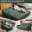 LLappuil 80" Pull Out Sofa Bed Queen Size, Loveseat Sofa Convertible Sofa Bed, Chenille Sofa Couch for Living Room Green